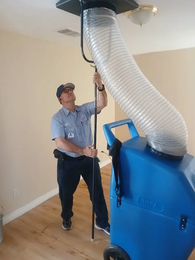 HVAC Installation technician using HEPA equipment in Diamondhead